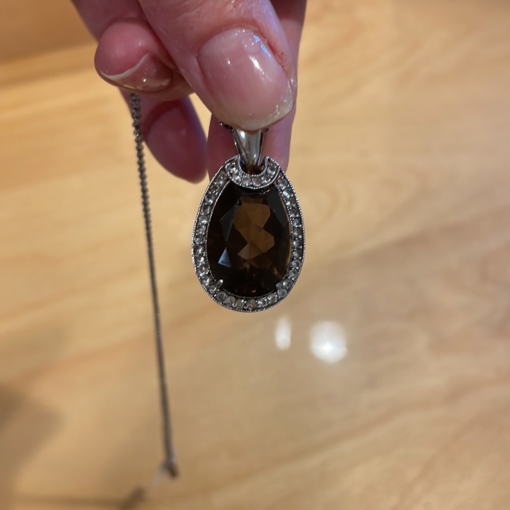 NWT. Real Smoky quartz silver necklace. - Picture 3 of 7
